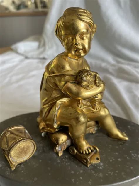 LENFANT ET SON chien bronze doré ancien EUR 220 00 PicClick FR