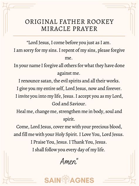 Father Rookey Miracle Prayer: Original Prayer to Print and Video