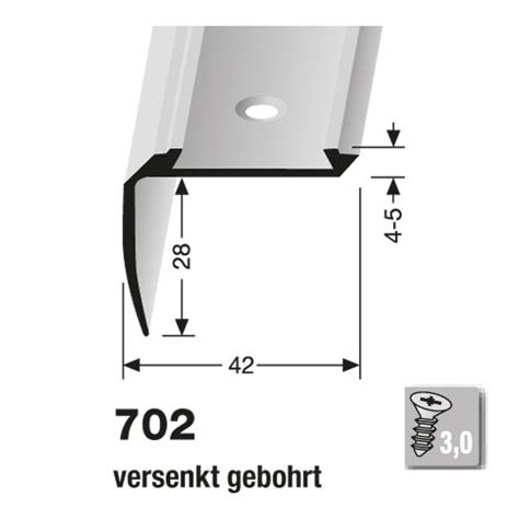 Küberit Alu Kombi Treppenkante Typ 702 250 Cm Edelstahloptik F2