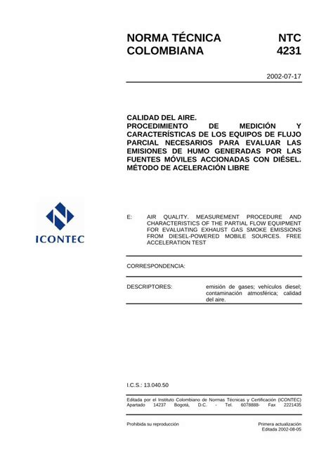 PDF NORMA TÉCNICA NTC COLOMBIANA 4231 norma tÉcnica ntc colombiana