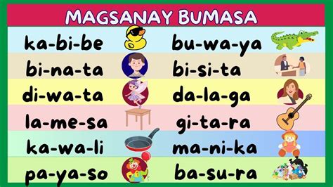 Halinat Tayo Ay Magbasa Mga Salitang May Tatlong Pantig Pagsasanay Bumasa Kinder At