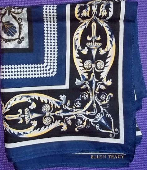 Vintage Ellen Tracy Silk Scarf Large Square C Etsy Ellen Tracy