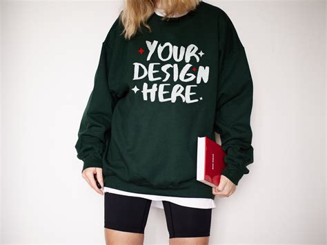 Gildan Forest Green Sweatshirt Mockup Gildan Green Mockup Gildan