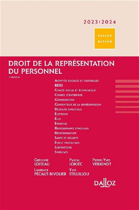 Droit De La Représentation Du Personnel 2023 2024 Lgdj Fr