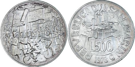 San Marino 500 Lire 1978 Rome Münze Rome 1 May Labour Day STGL