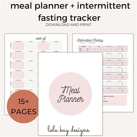 Meal Planner Intermittent Fasting Tracker Printable Intermittent Fasting Tracker Pdf Etsy