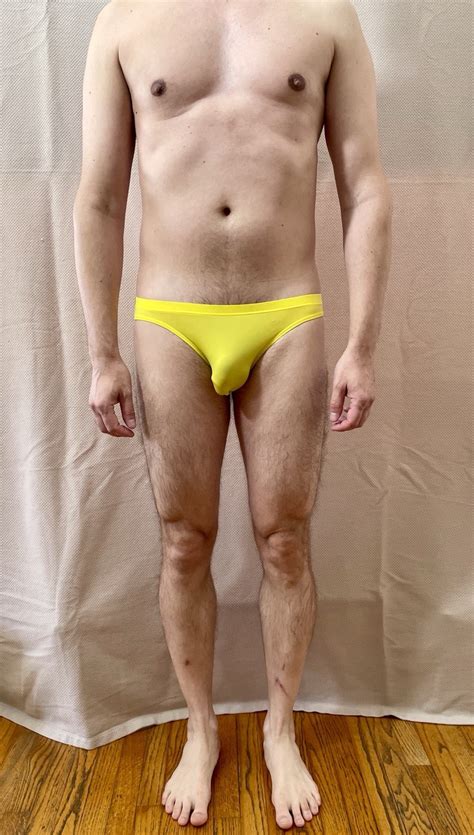 Men S Sexy Yellow Size M Thin Sheer Unlined Bikini Swim Brief Swimsuit EBay