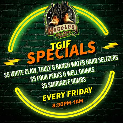 HC TGIF SPECIALS 2022 Harold S Cave Creek Corral