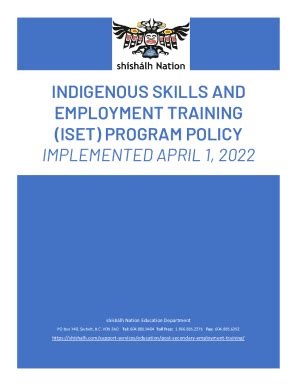 Fillable Online Indigenous Skills And Employment Training Program