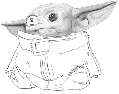 How To Draw Baby Yoda From The Mandalorian Realistic Easy Step By