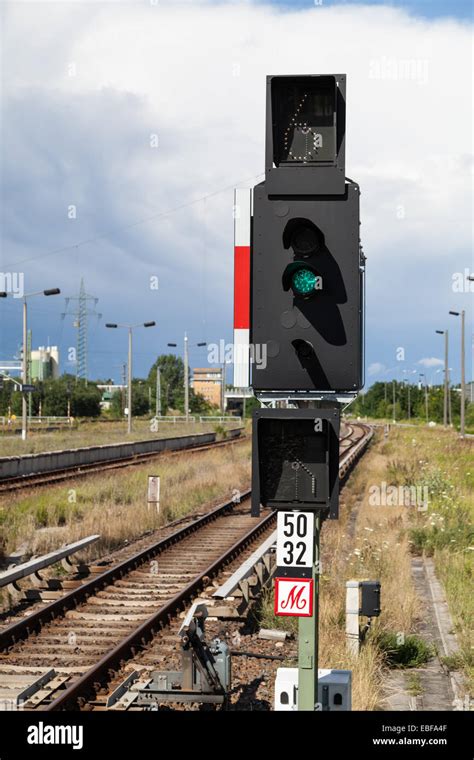 Traffic Light For Trains Green Light Stock Photo Alamy