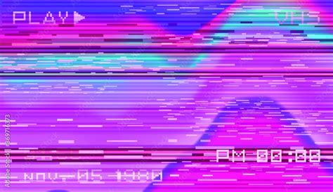 Retro Vhs Background With Glitch Art Effect Vector Illustration In