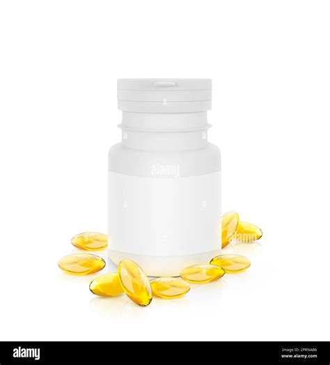 Healthy Fish Oil Supplement Capsules And Mockup Of Pills Bottle With