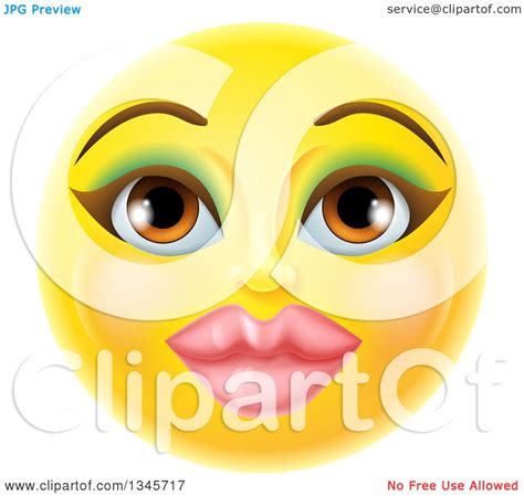 Clipart Of A D Pretty Female Yellow Smiley Emoji Emoticon Face With