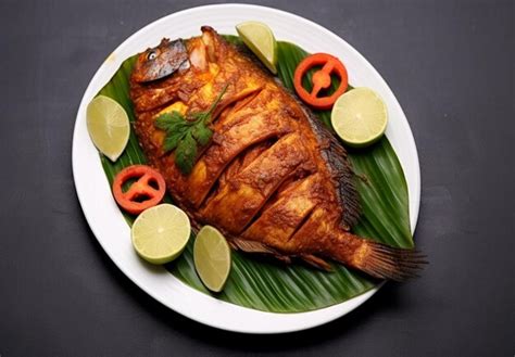 Premium AI Image Fish Fry Arranged Beautifully And Garnished With