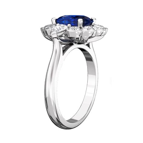 Blue Sapphire Semi Bezel Halo Ring Waldemar Jewellers Sydney