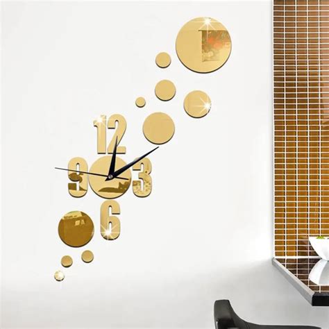 3D Large Clock Wall Sticker Mirror Clock Stickers Modern Design Living