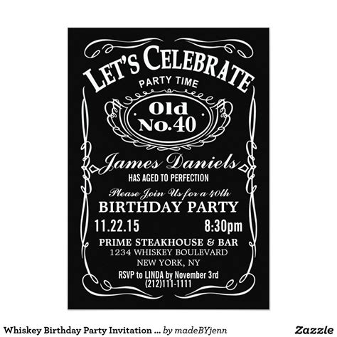 Jack Daniels Whiskey Birthday Party Invitation Customizable Con