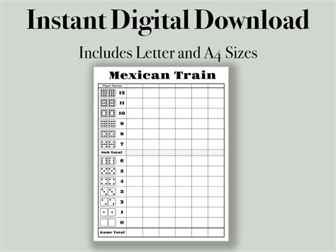 Printable Mexican Train Score Sheet