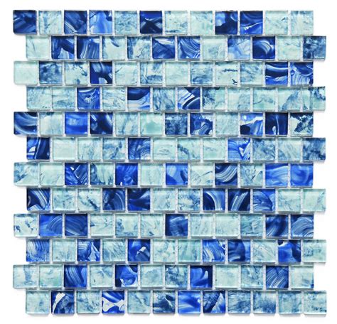 Glaze Outdoor Crystal Blue Bathroom Hand Painted Mosaic Pool Tiles Glass Blue Swimming Pool