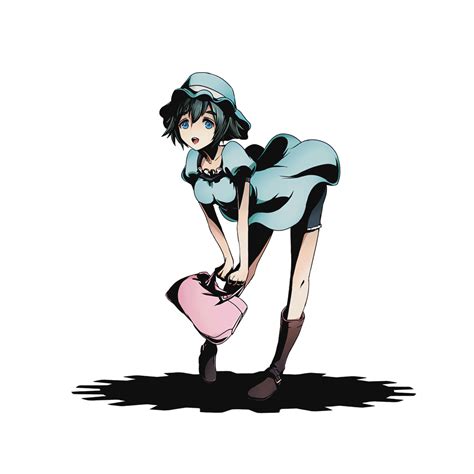 Safebooru 1girl Bent Over Black Hair Blue Dress Blue Eyes Blue Hat