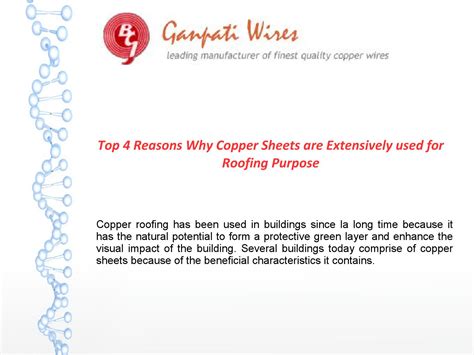 Why copper sheets used for roofing purpose by Ganpati Wires - Issuu