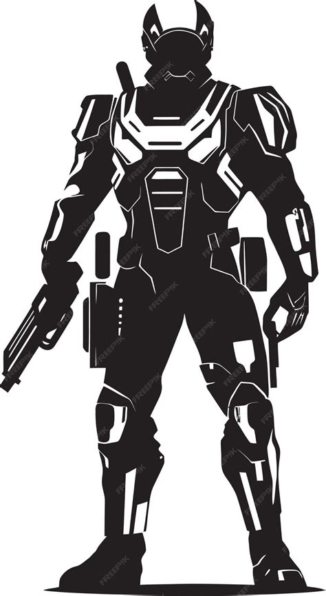 Premium Vector | A black and white drawing of a robot with gun in the ...