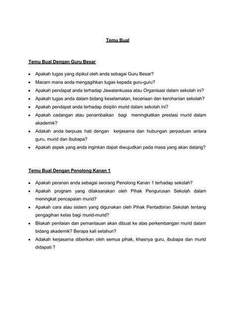 Pdf Temu Bual Soalan Dokumen Tips