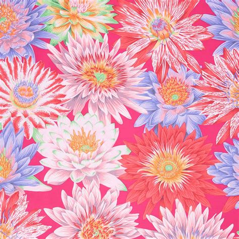 Kaffe Fassett Collective August 2023 Tropical Water Lilies Red Yarda