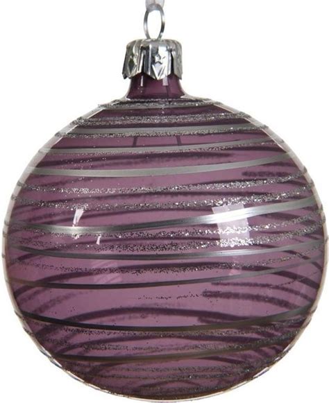 6x Lila Paarse Kerstversiering Transparante Kerstballen 8 Cm Glas