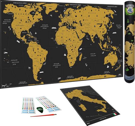 Wideta Mappa Del Mondo Da Grattare In Italiano Xxl X Cm Carta