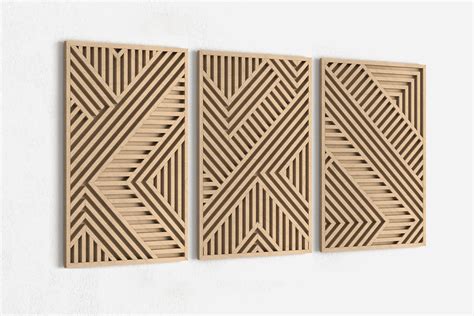 Modern Wood Wall Art Set Geometric Wood Wall Panels Wooden Etsy