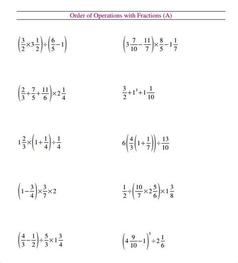 Order Of Operations With Fractions Worksheet Kuta Order Of Operation Worksheets