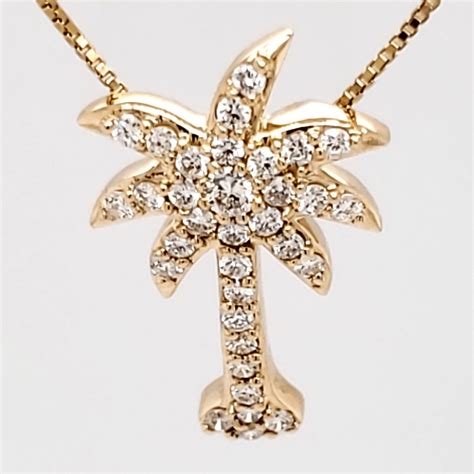 Palm Tree Diamond Pendant K Island Sun Jewelry Beach Haven Nj