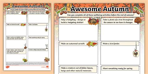 Awesome Autumn Wellbeing Checklist Teacher Made Twinkl