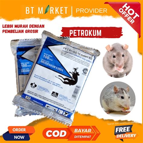 Jual Racun Tikus Petrokum 100 Gram Mati Kering 0 005 BB Insektisida