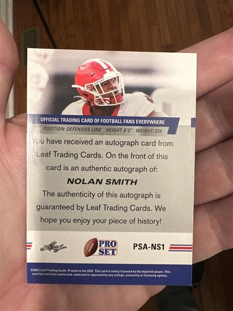 2022 Leaf Pro Set Draft Autographs Blue PSA NS1 Nolan Smith AU RC