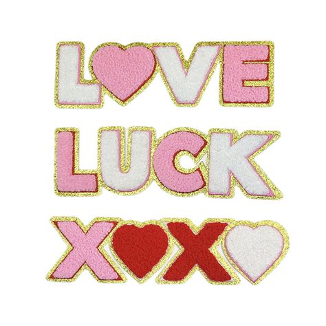 Custom Valentine S Day Glitter Chenille Patches With Iron On Letter