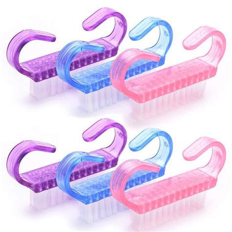 Dengjunhu 6Pcs Handle Grip Nail Brush Fingernail Scrub Cleaning