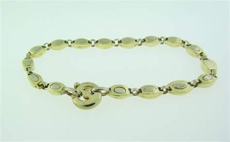 Italian Two Tone Gold Link Bracelet 8 Etsy Gold Link Bracelet Link