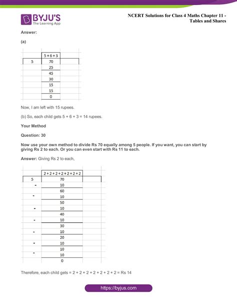 Ncert Solutions Class 4 Maths Chapter 11 Tables And Shares Get Free Pdfs