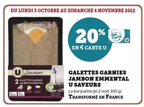 Promo Galettes Garnies Jambon Emmental U Saveurs Chez Hyper U