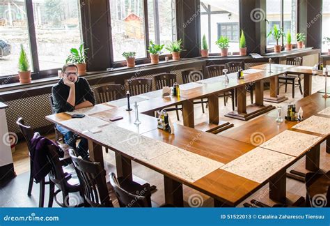 Man Sitting Alone In The Restaurant Stock Photo Image 51522013