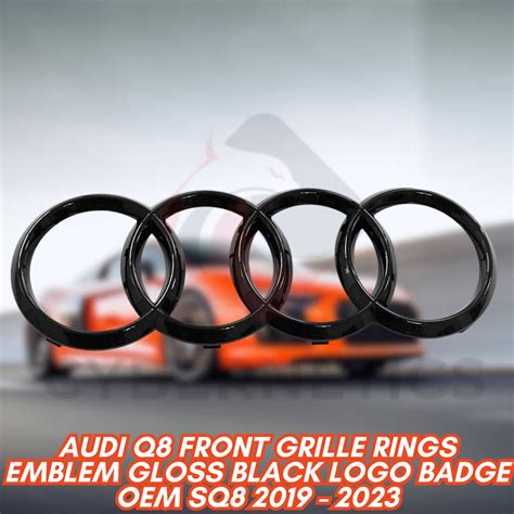 Audi Q8 Front Grille Rings Emblem Gloss Black Logo Badge OEM SQ8 2019