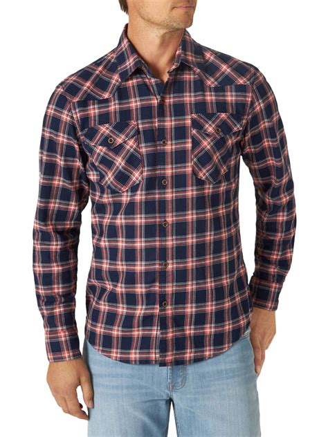 Wrangler Mens Premium Slim Fit Plaid Shirt