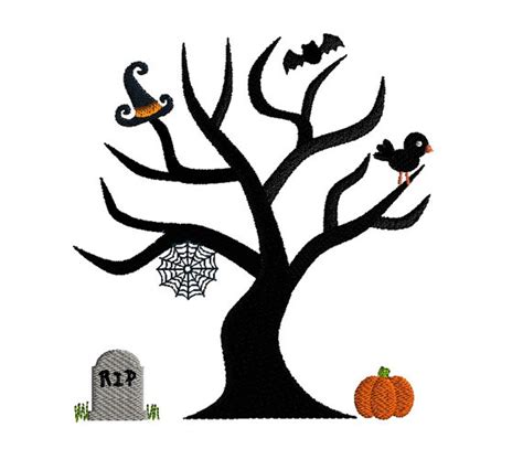 Halloween Tree Applique Machine Embroidery Design