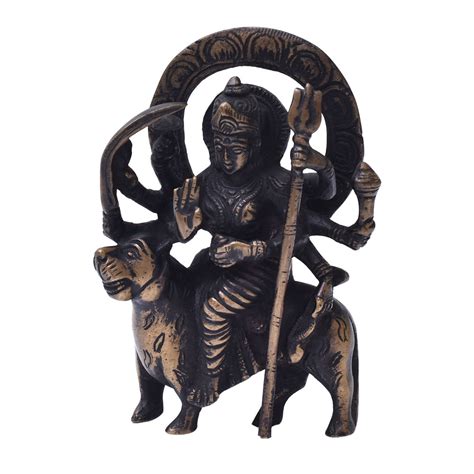 Brass Statue Of Durga Maa Or Sherawali Mata Devi In Dark Finish