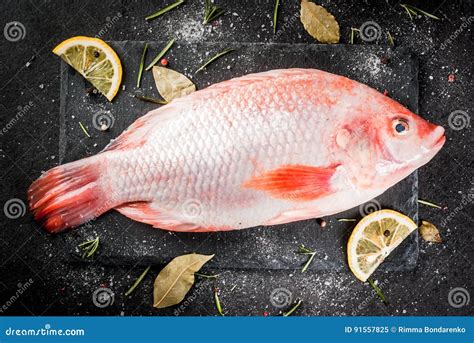 Raw Fish Red Tilapia Stock Image Image Of Culinary Omega 91557825