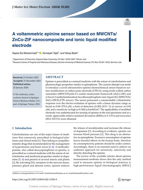 A Voltammetric Epinine Sensor Based On MWCNTs ZnCo ZIF Nanocomposite