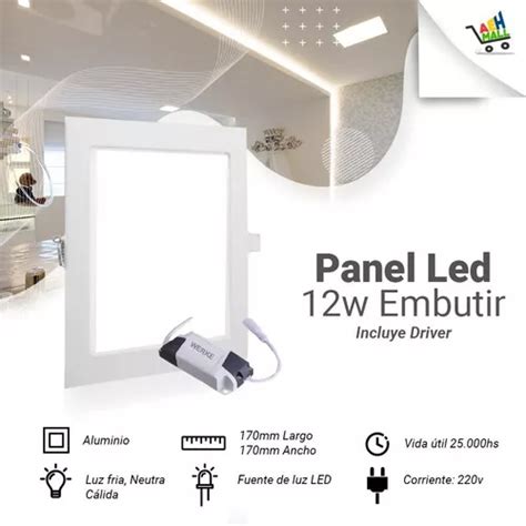 Panel Led Embutir Cuadrado 12w Werke Pack X 5u MercadoLibre